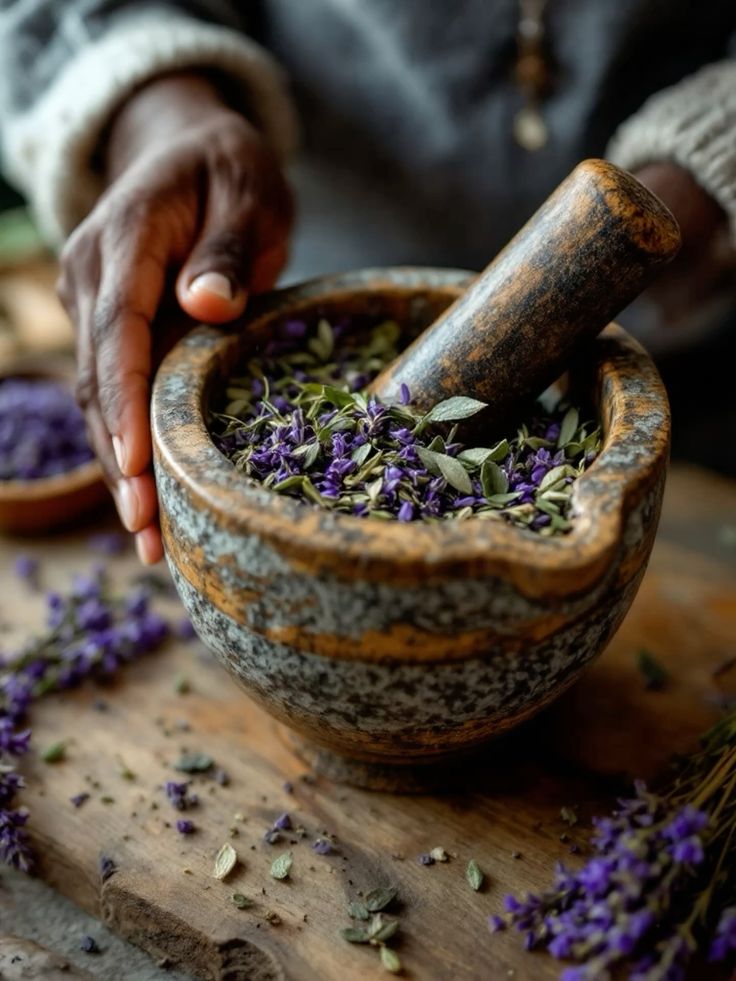 Hands holding fresh herbs